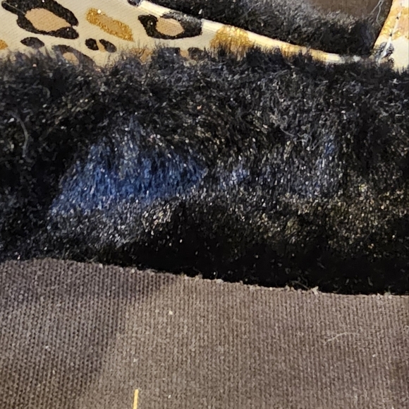 Toms Alpargata Faux Fur Lined Natural Glitter Cheetah Print Shoes Size 7.5 - Picture 9 of 11